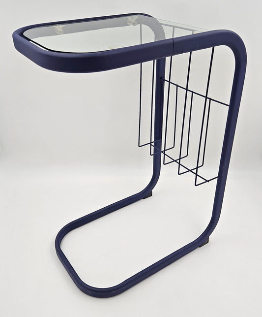 Refurbished Enameled Brass and Glass Magazine Rack Accent Side Table 1960s, view 1 of 10