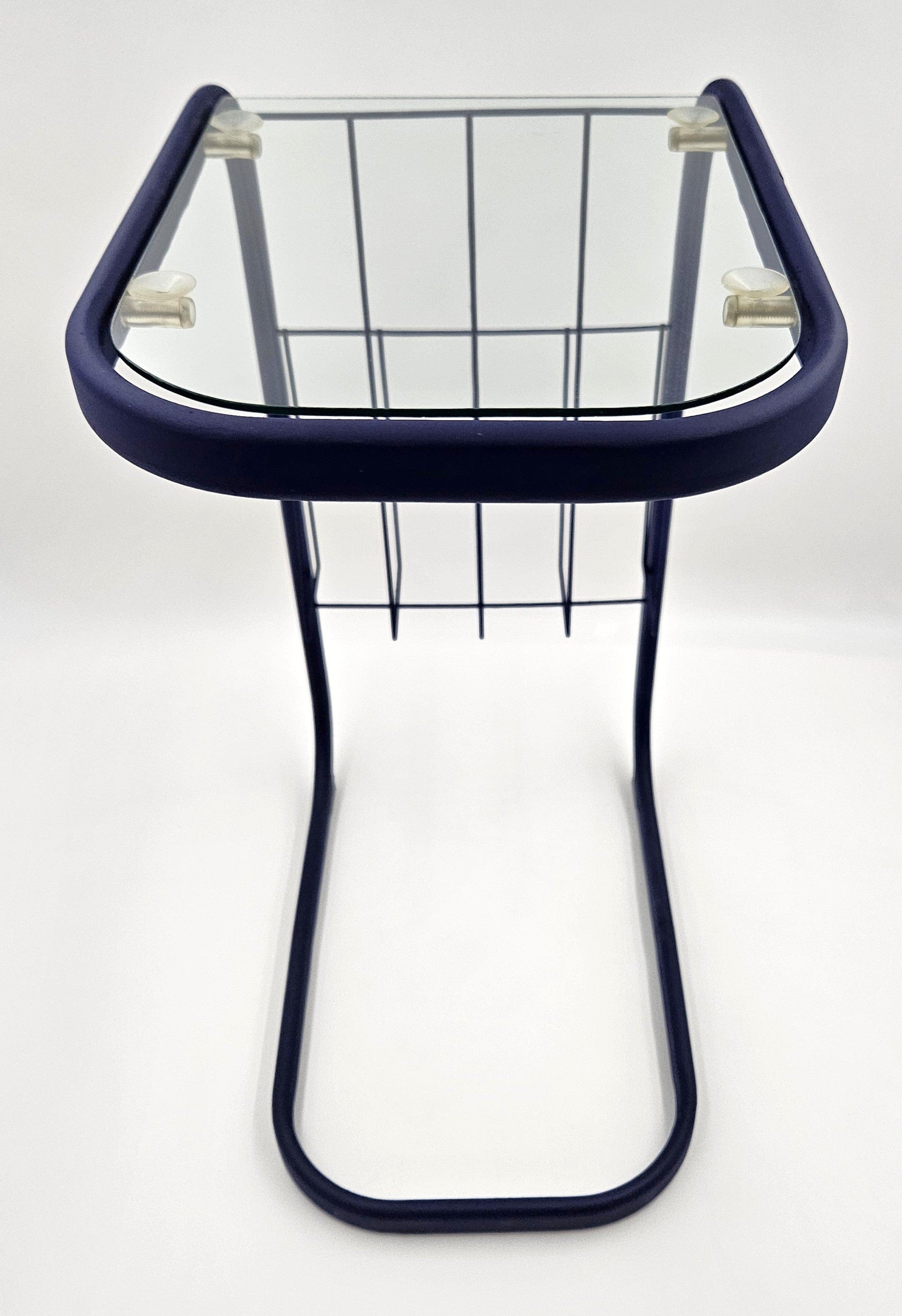 Refurbished Enameled Brass and Glass Magazine Rack Accent Side Table 1960s, view 5 of 10