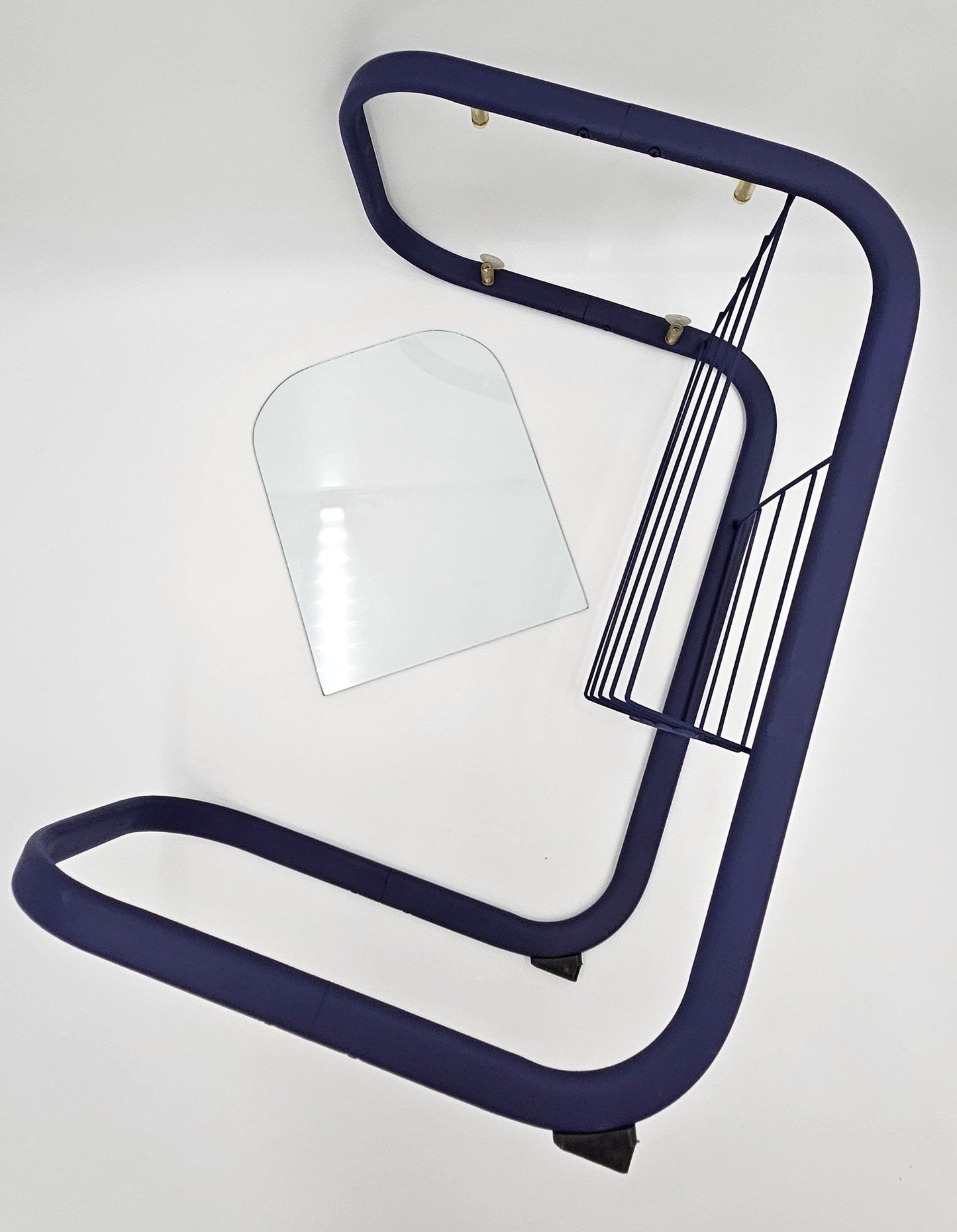 Refurbished Enameled Brass and Glass Magazine Rack Accent Side Table 1960s, view 9 of 10