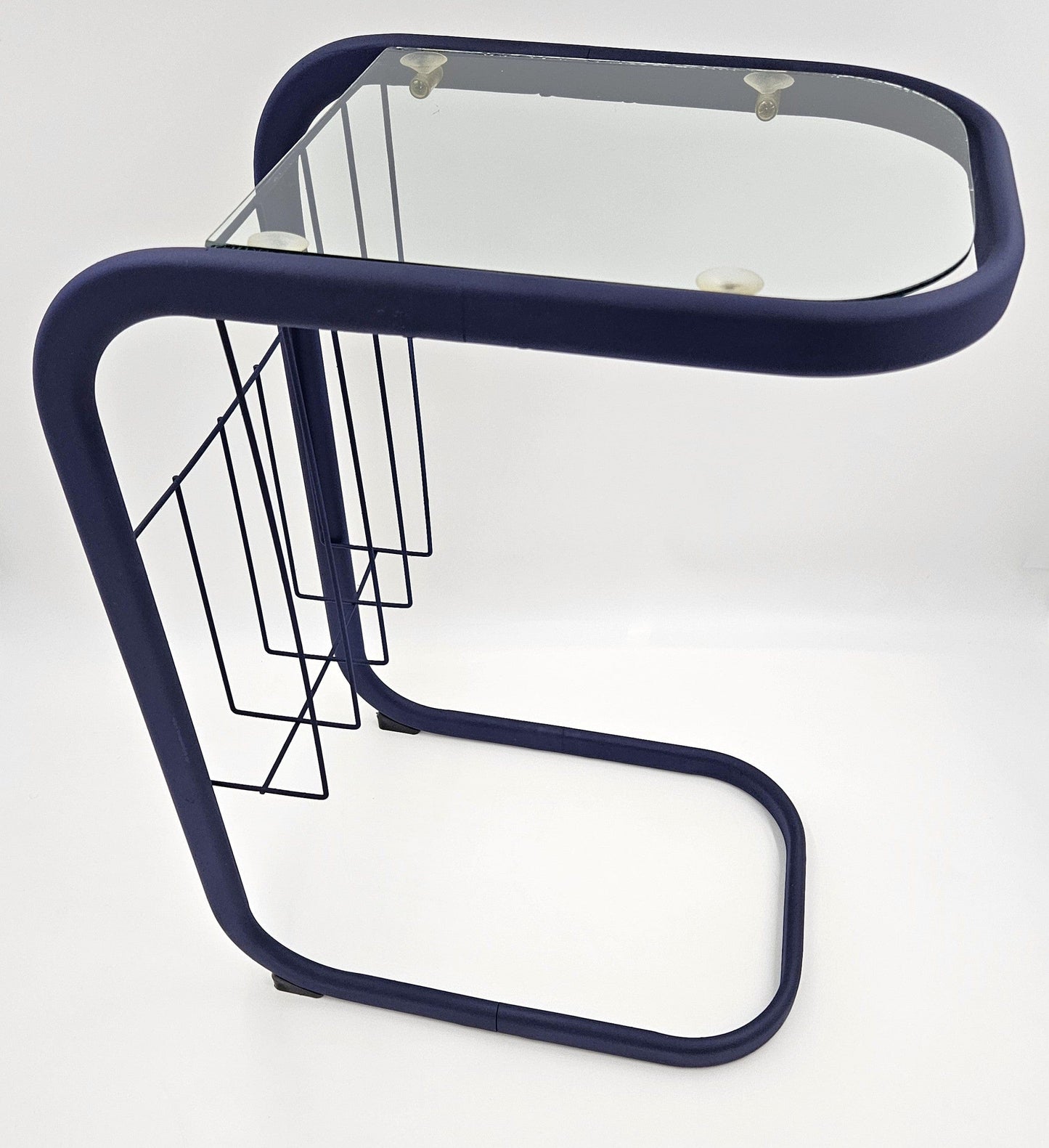 Refurbished Enameled Brass and Glass Magazine Rack Accent Side Table 1960s, view 6 of 10