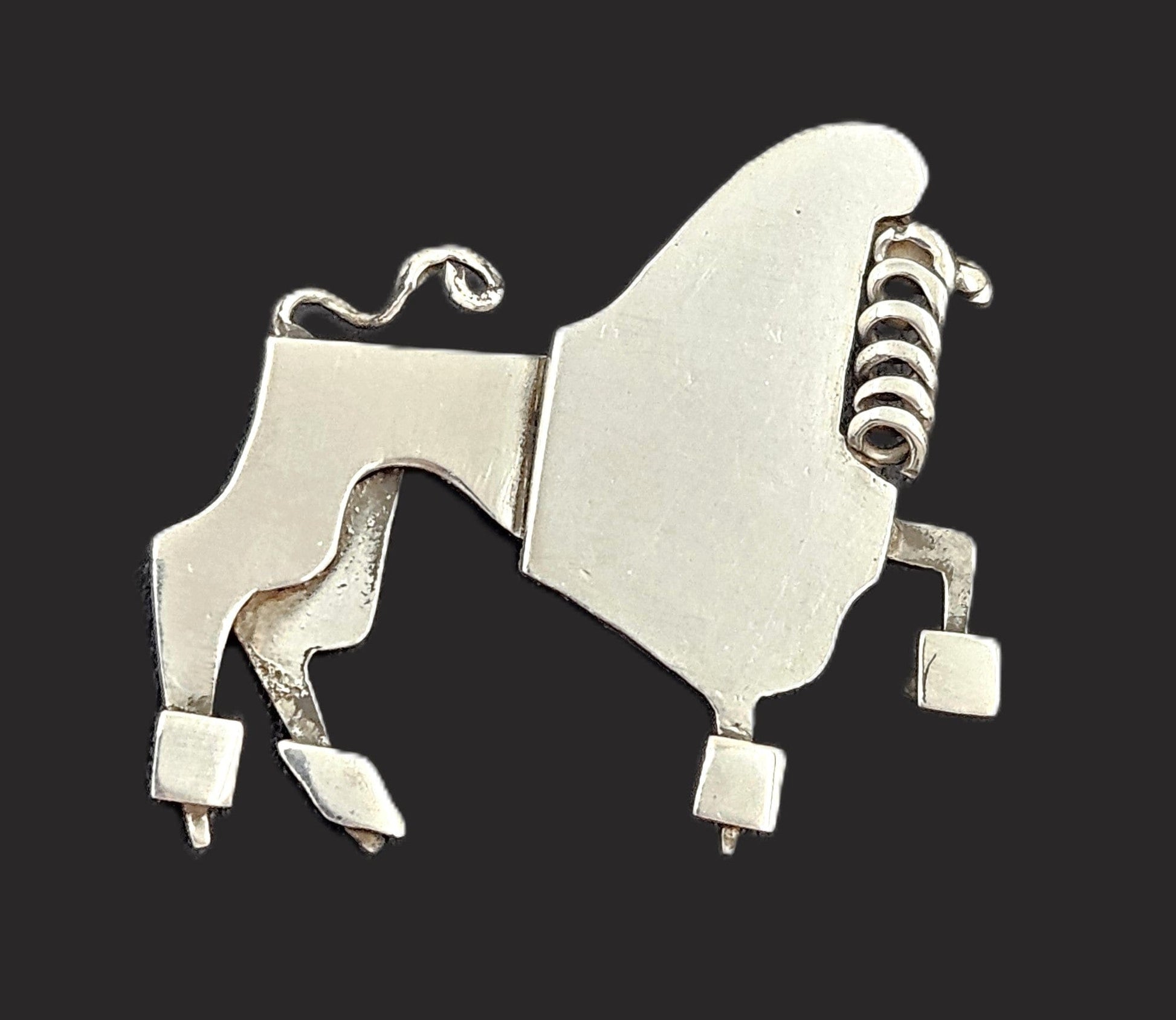 Vintage sterling silver abstract modernist Constructivism Bull Taurus Brooch Pin, view 1 of 8