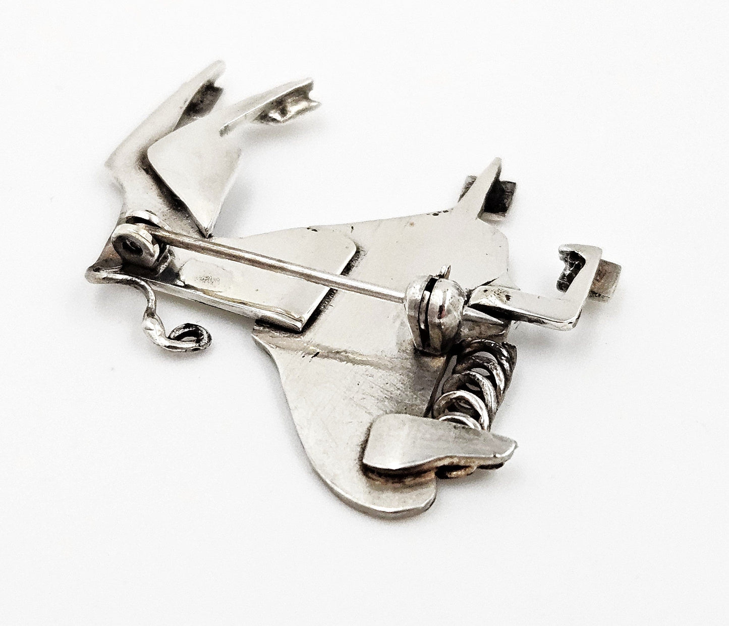 Vintage sterling silver abstract modernist Constructivism Bull Taurus Brooch Pin, view 7 of 8