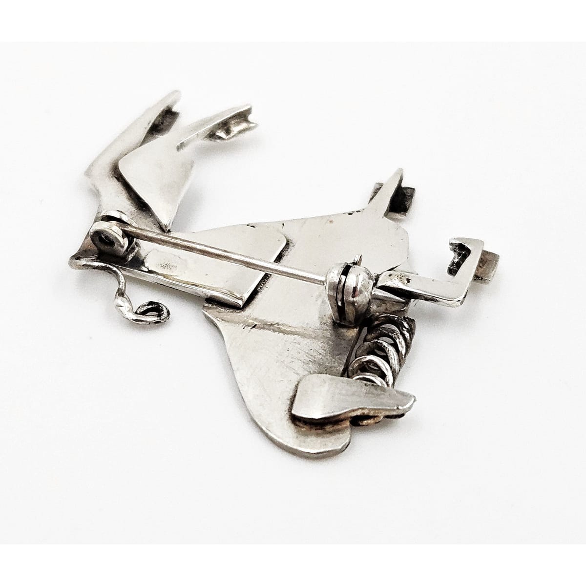Vintage sterling silver abstract modernist Constructivism Bull Taurus Brooch Pin, view 7 of 8