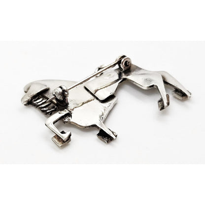 Vintage sterling silver abstract modernist Constructivism Bull Taurus Brooch Pin, view 6 of 8
