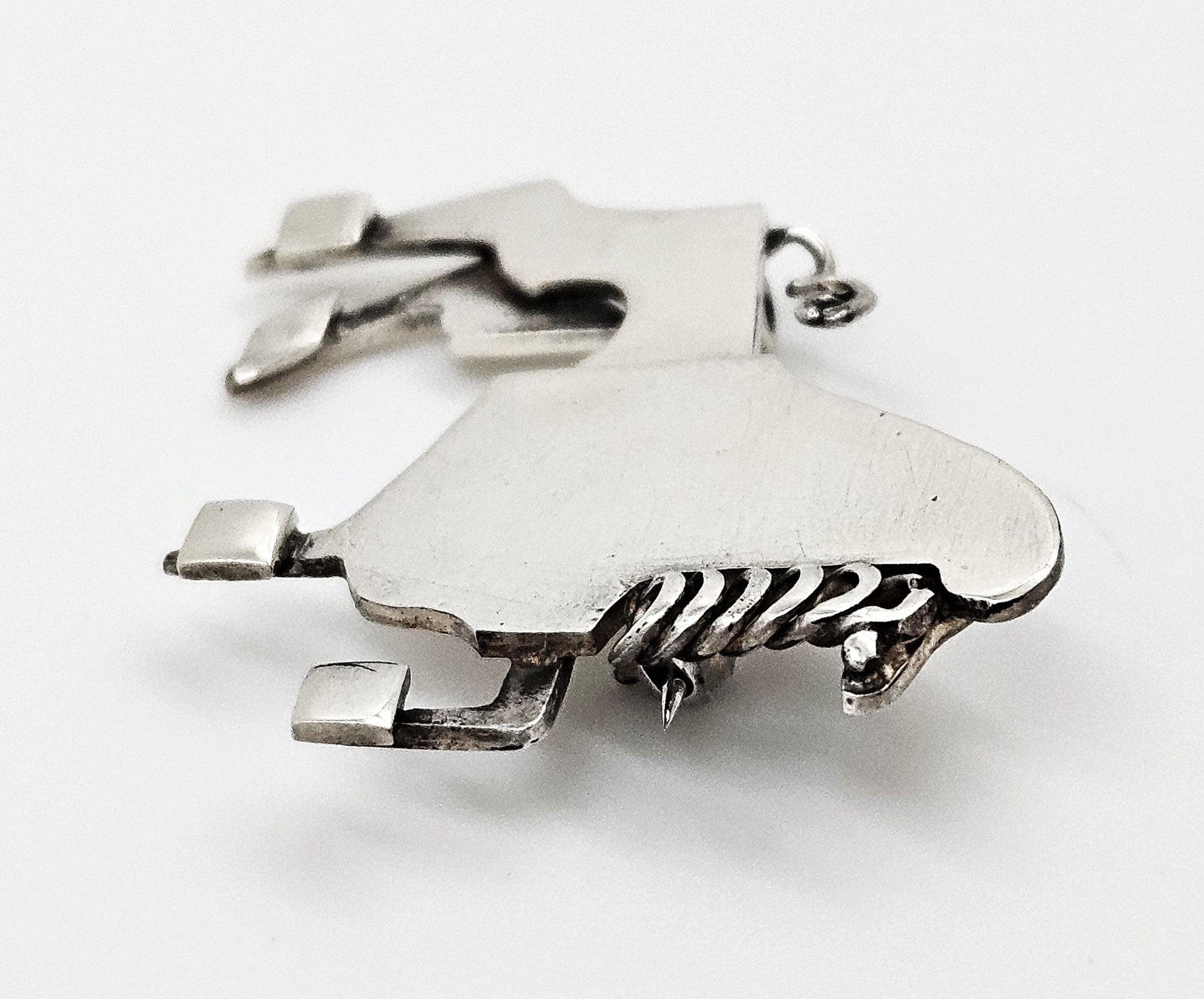 Vintage sterling silver abstract modernist Constructivism Bull Taurus Brooch Pin, view 5 of 8