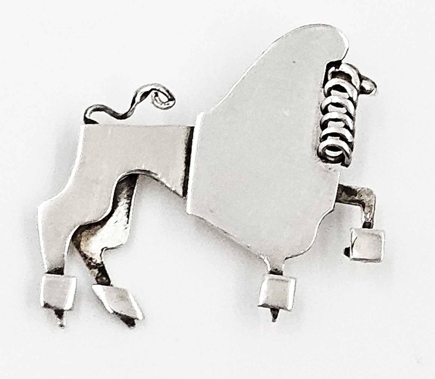Vintage sterling silver abstract modernist Constructivism Bull Taurus Brooch Pin, view 3 of 8