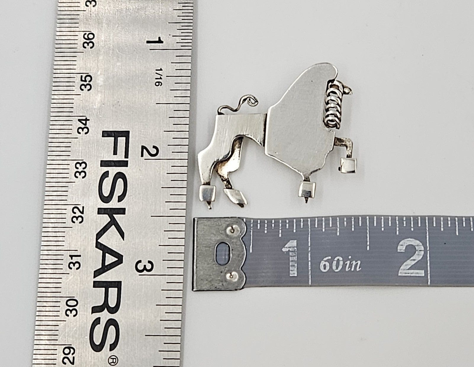 Vintage sterling silver abstract modernist Constructivism Bull Taurus Brooch Pin, view 8 of 8