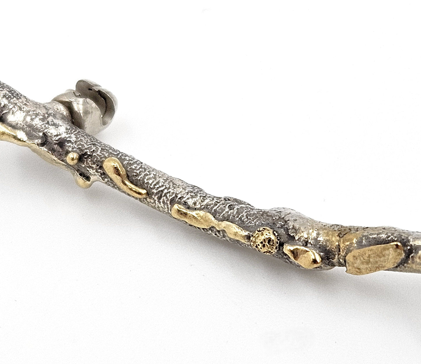 MCM Sterling Artisan Brooch Jewelry Artisan Signed Sterling w/ 24k Gold Accents Modernist Twig Branch Brooch