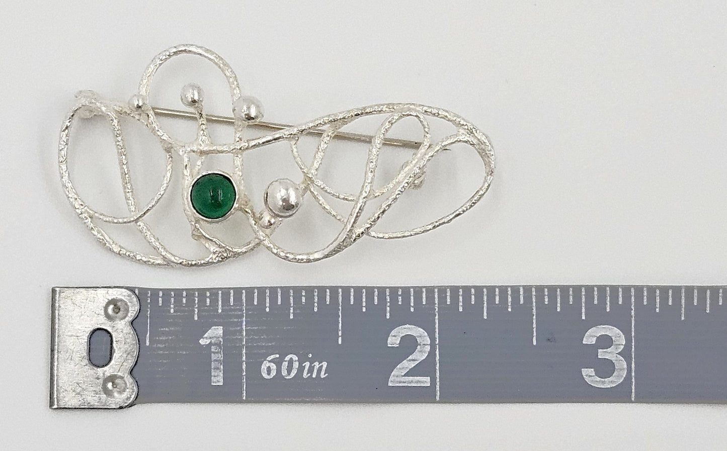 MCM Modern sterling silver and Chrysoprase Brooch, view 9 of 9