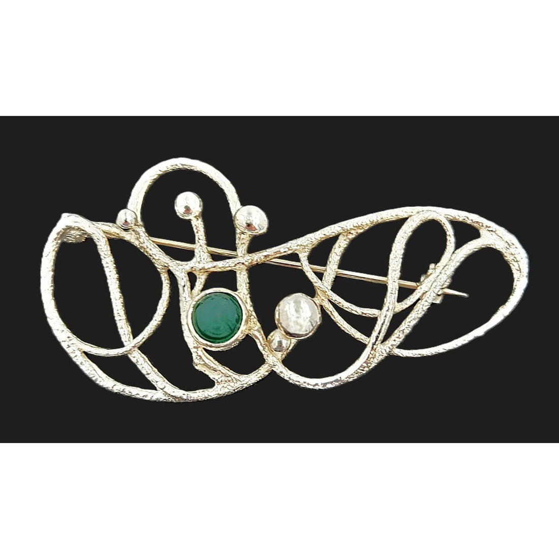 MCM Modern sterling silver and Chrysoprase Brooch, view 1 of 9