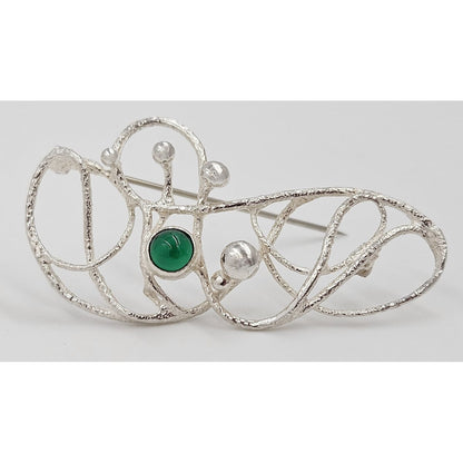 MCM Modern sterling silver and Chrysoprase Brooch, view 4 of 9