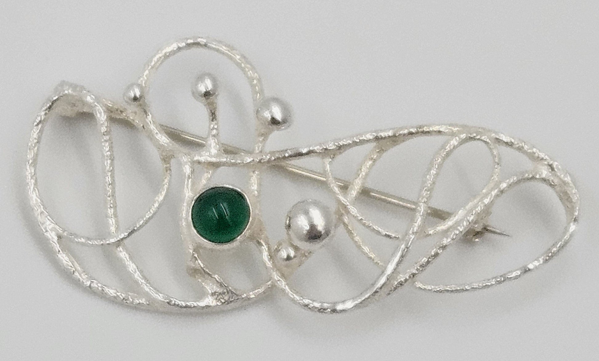 MCM Modern sterling silver and Chrysoprase Brooch, view 5 of 9