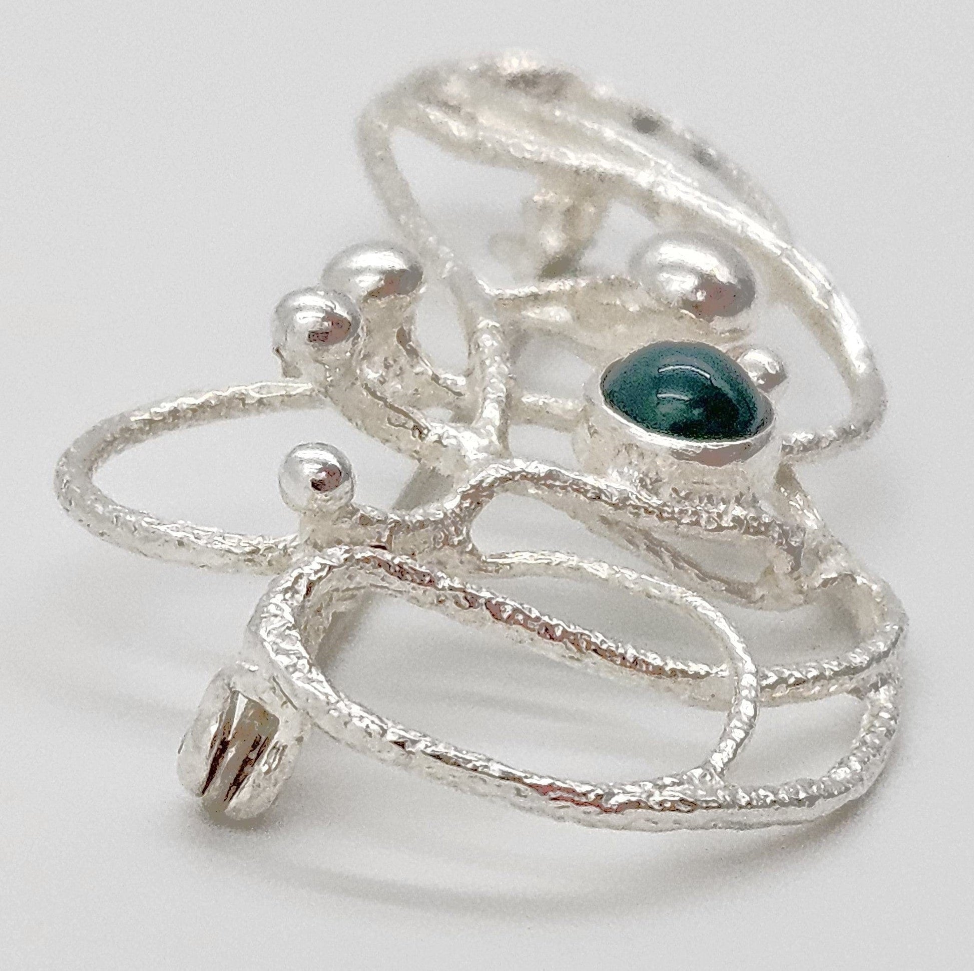 MCM Modern sterling silver and Chrysoprase Brooch, view 7 of 9