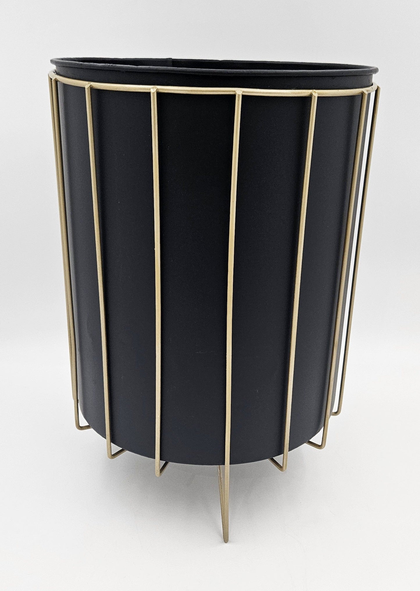 MCM Trash Can Trash Can MCM Retro Atomic Hairpin Black and Gold Steel Trash Can