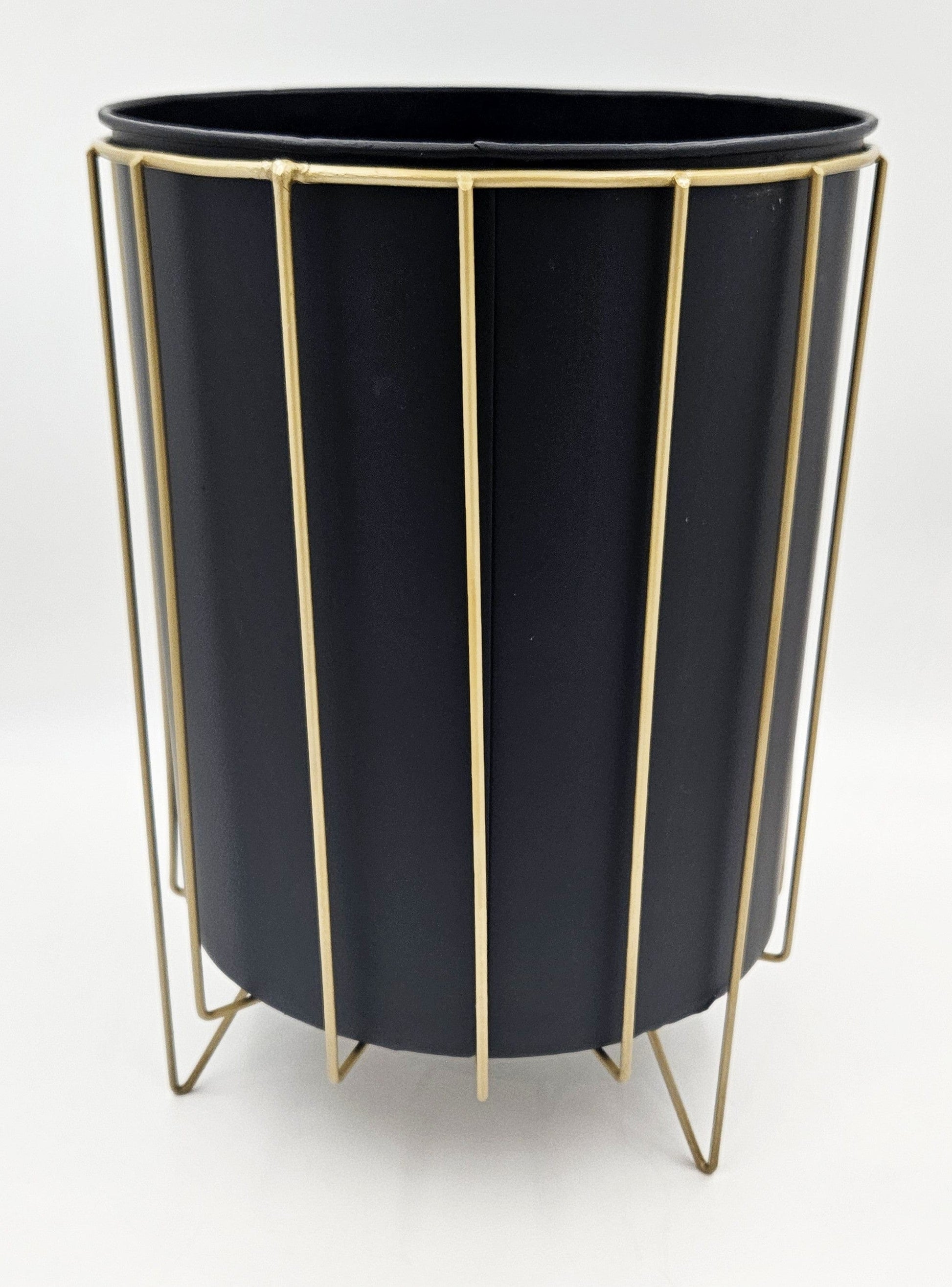 MCM Trash Can Trash Can MCM Retro Atomic Hairpin Black and Gold Steel Trash Can