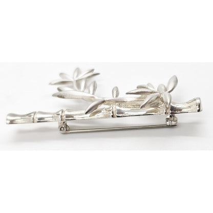 MFA USA Jewelry Vintage MMA Modernist Sterling Silver Bamboo Stalk and Leaves Brooch
