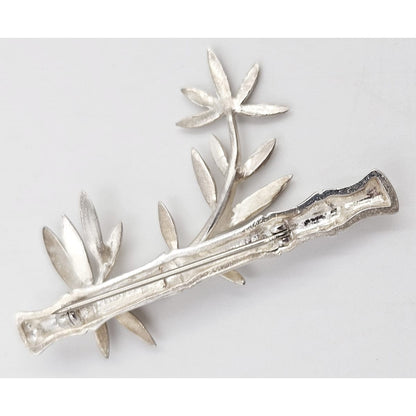 MFA USA Jewelry Vintage MMA Modernist Sterling Silver Bamboo Stalk and Leaves Brooch