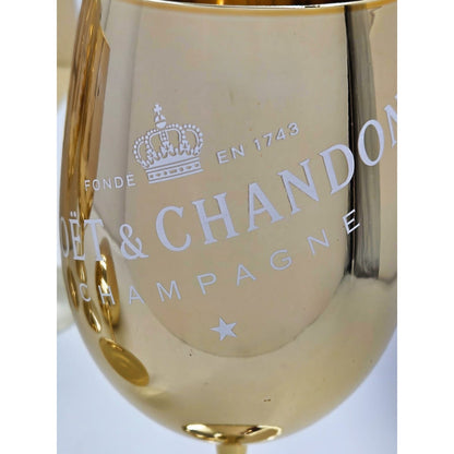 Moet Chandon Barware NOS Gold Crystal Glass Moët &amp; Chandon Wine Water Champagne Goblets IOB