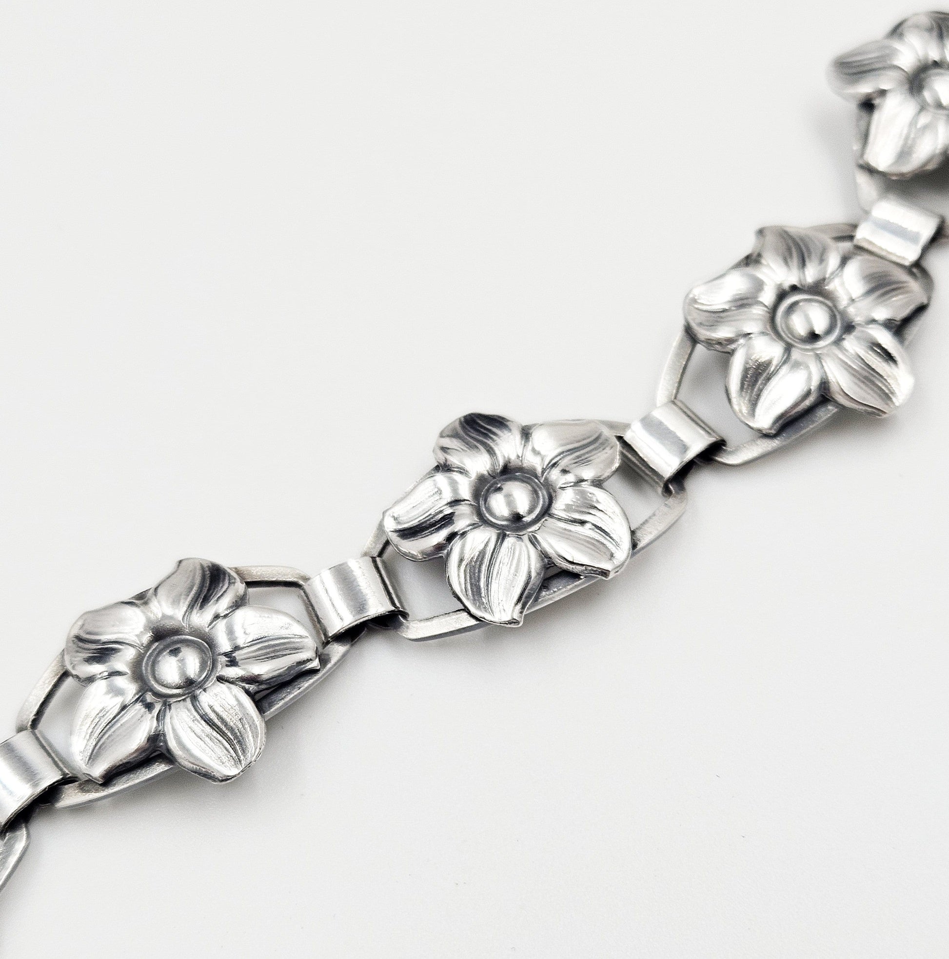 Munksgaard Jewelry Munksgaard Denmark Art Deco Flowers #270 Sterling Panel Links Bracelet