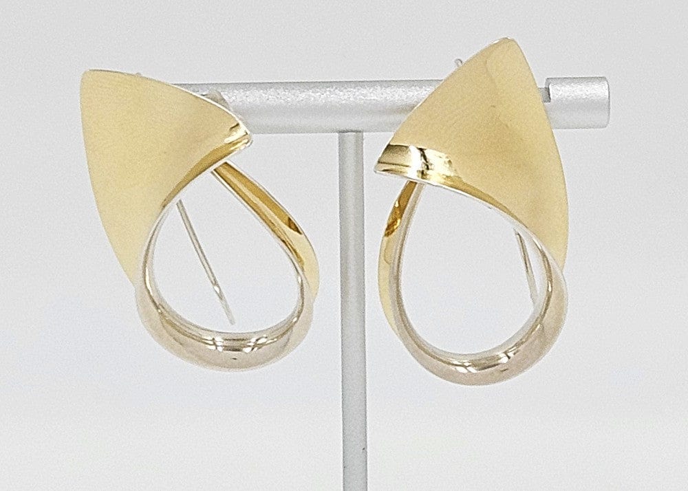 Nancy Linkin Jewelry Iconic Designer Nancy Linkin 3D Modernist Sterling 18k Gold XL Swirl Earrings