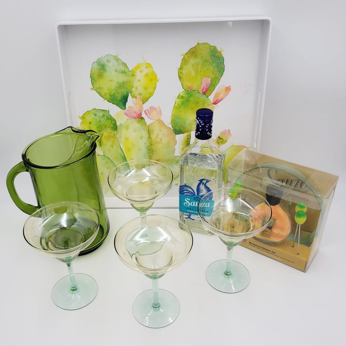 Cynthia Coulter Designs Margarita Set Tablett Gläser Krug Salzrand Neu – Trendy Modern Home