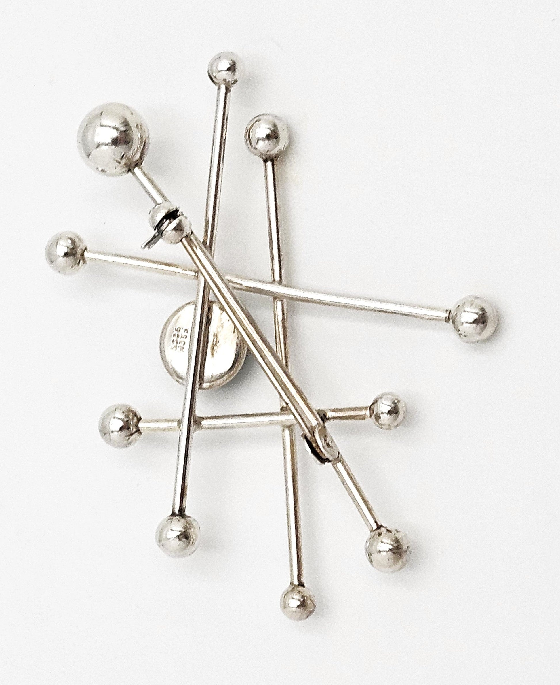 Niels Erik From Jewelry Danish Designer NE From Sterling & Chrysoprase Modernist Brooch C 1950/60s