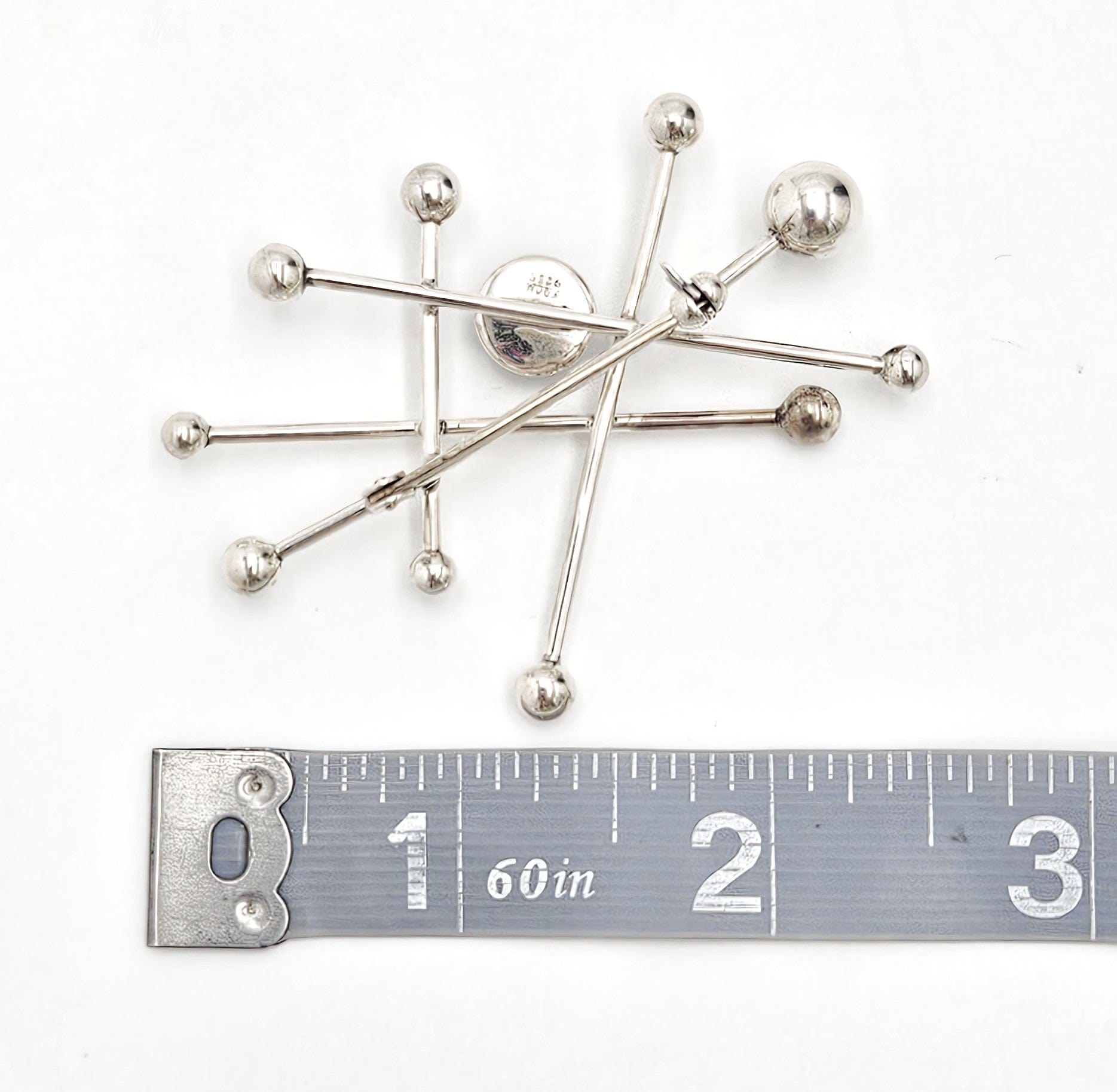 Niels Erik From Jewelry Danish Designer NE From Sterling & Chrysoprase Modernist Brooch C 1950/60s