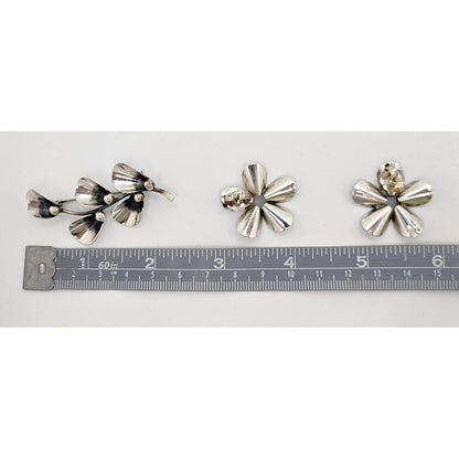 Niels Erik From Jewelry **Danish Niels Erik From Sterling Modernist Flowers Demi Parure Set C. 1940/50s