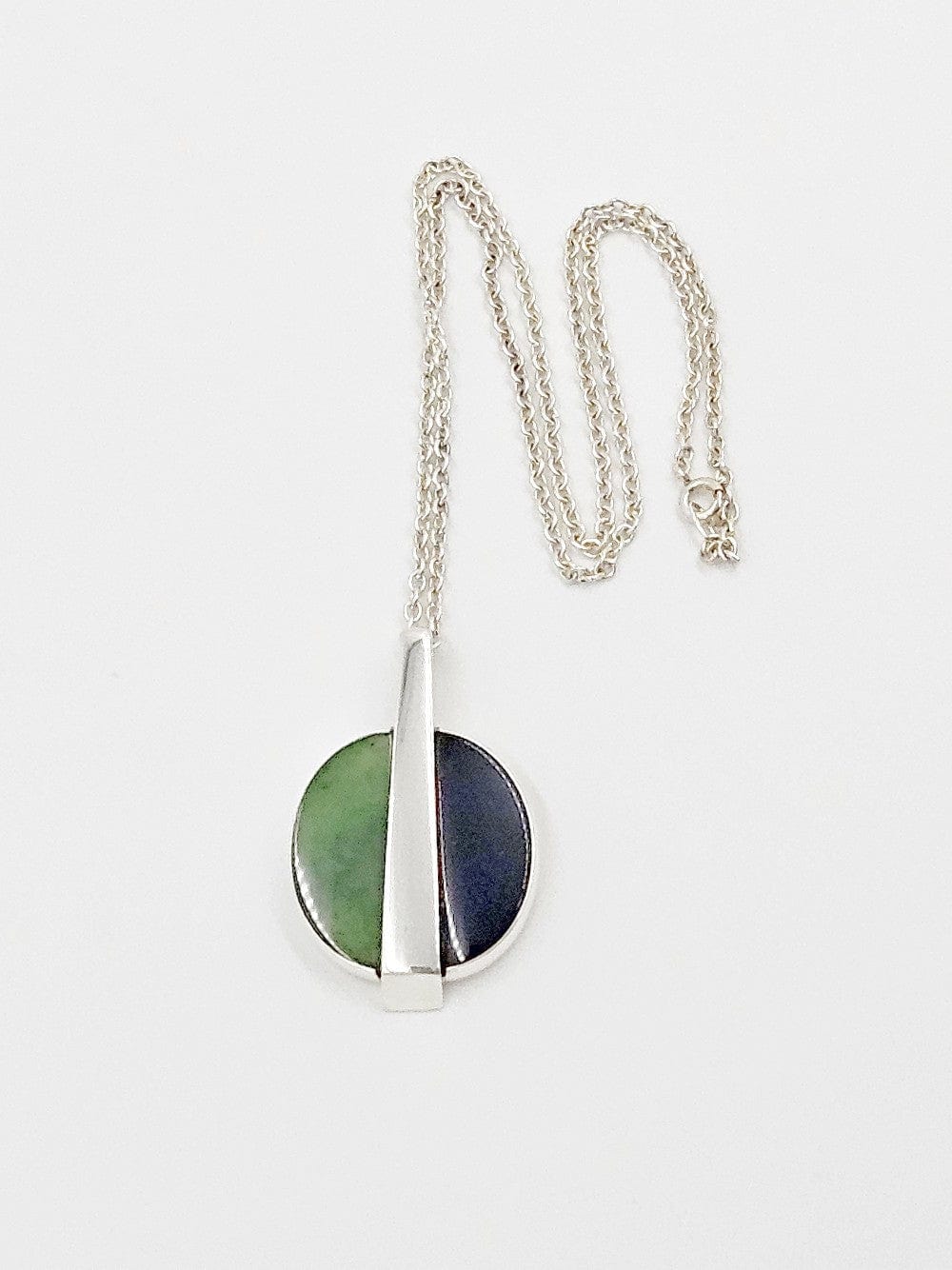 Niels Erik From Jewelry Niels Erik From Denmark Sterling Onyx Nephrite Modernist Necklace C. 1960s