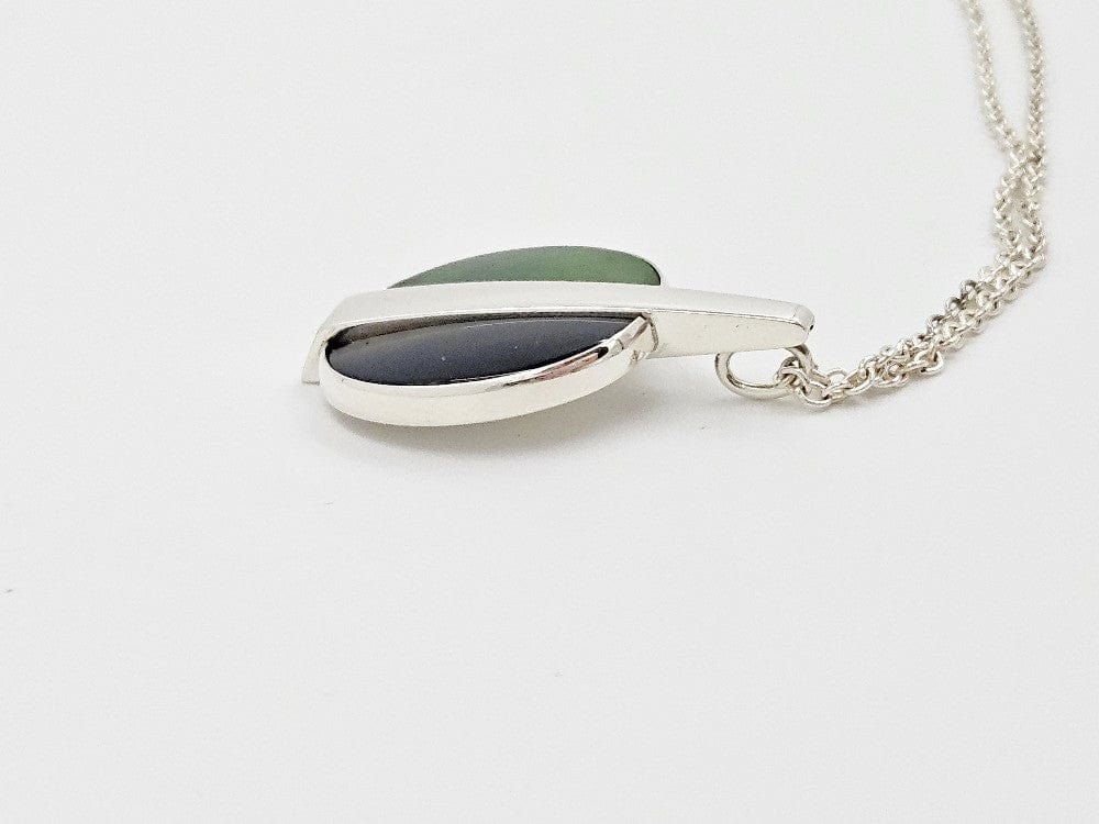 Niels Erik From Jewelry Niels Erik From Denmark Sterling Onyx Nephrite Modernist Necklace C. 1960s