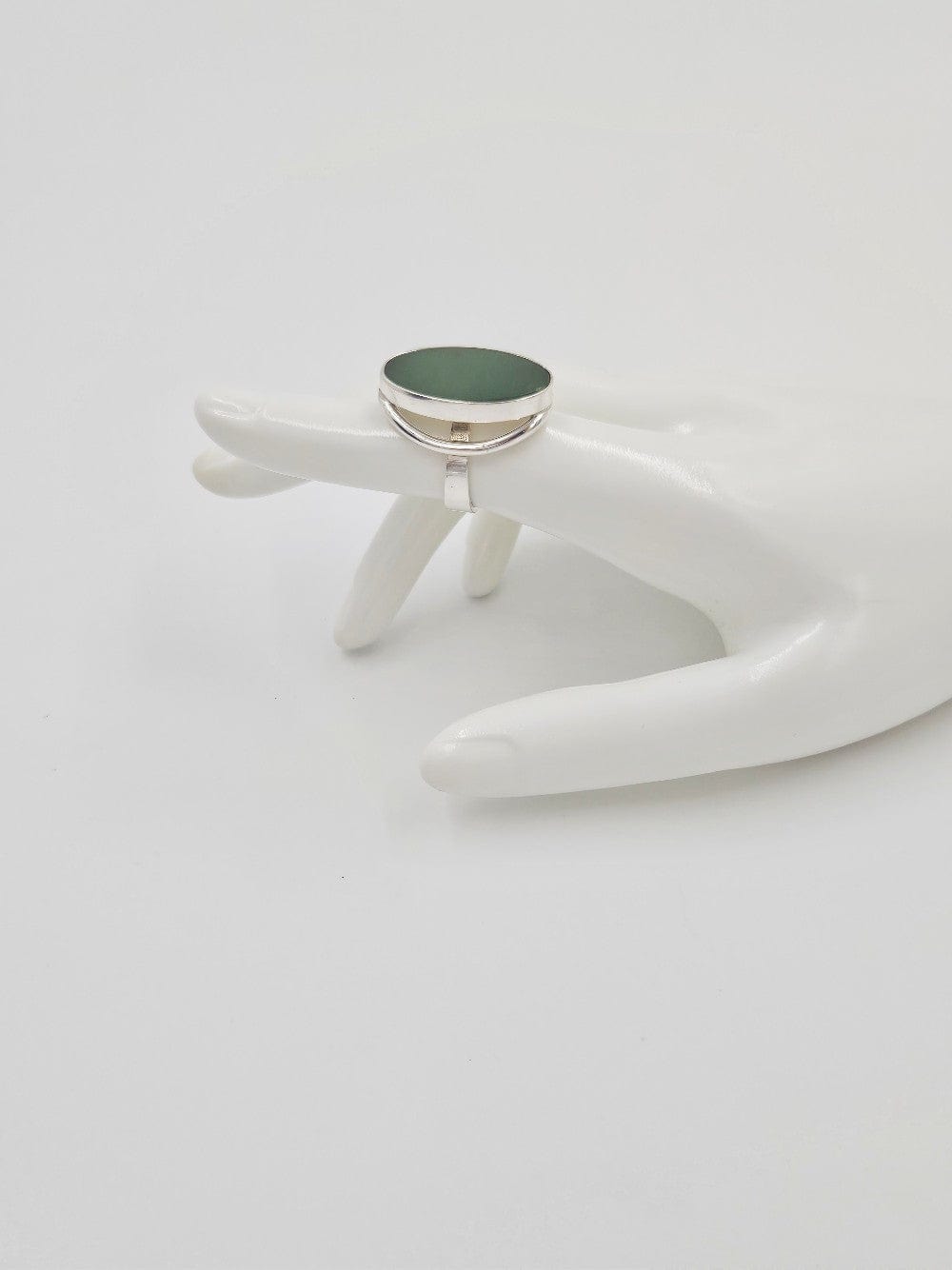 Niels Erik From Jewelry Niels Erik From Denmark Sterling Silver & Nephrite Modernist Ring Circa 1960's
