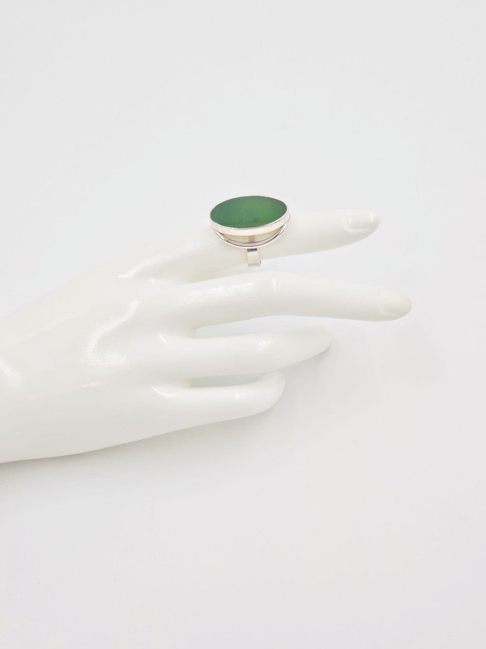 Niels Erik From Jewelry Niels Erik From Denmark Sterling Silver & Nephrite Modernist Ring Circa 1960's