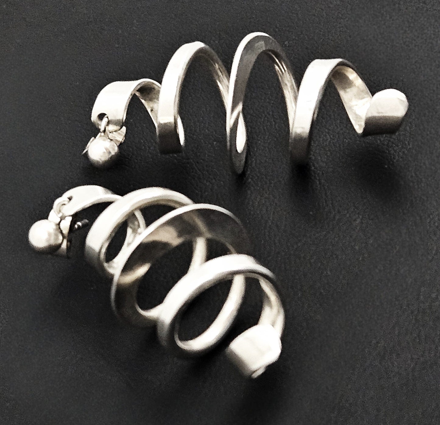 Norway Plus Designs Earrings Rare AGE Norway Designs Modernist Sterling 3D Spiral Dangle Earrings 60s