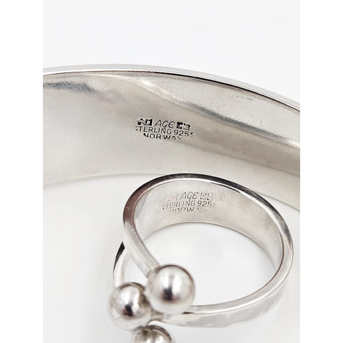 Norway Plus Designs Jewelry Anna Greta Eker Norway+Designs Sterling 3-Prong Crown Bangle Ring Set 60s