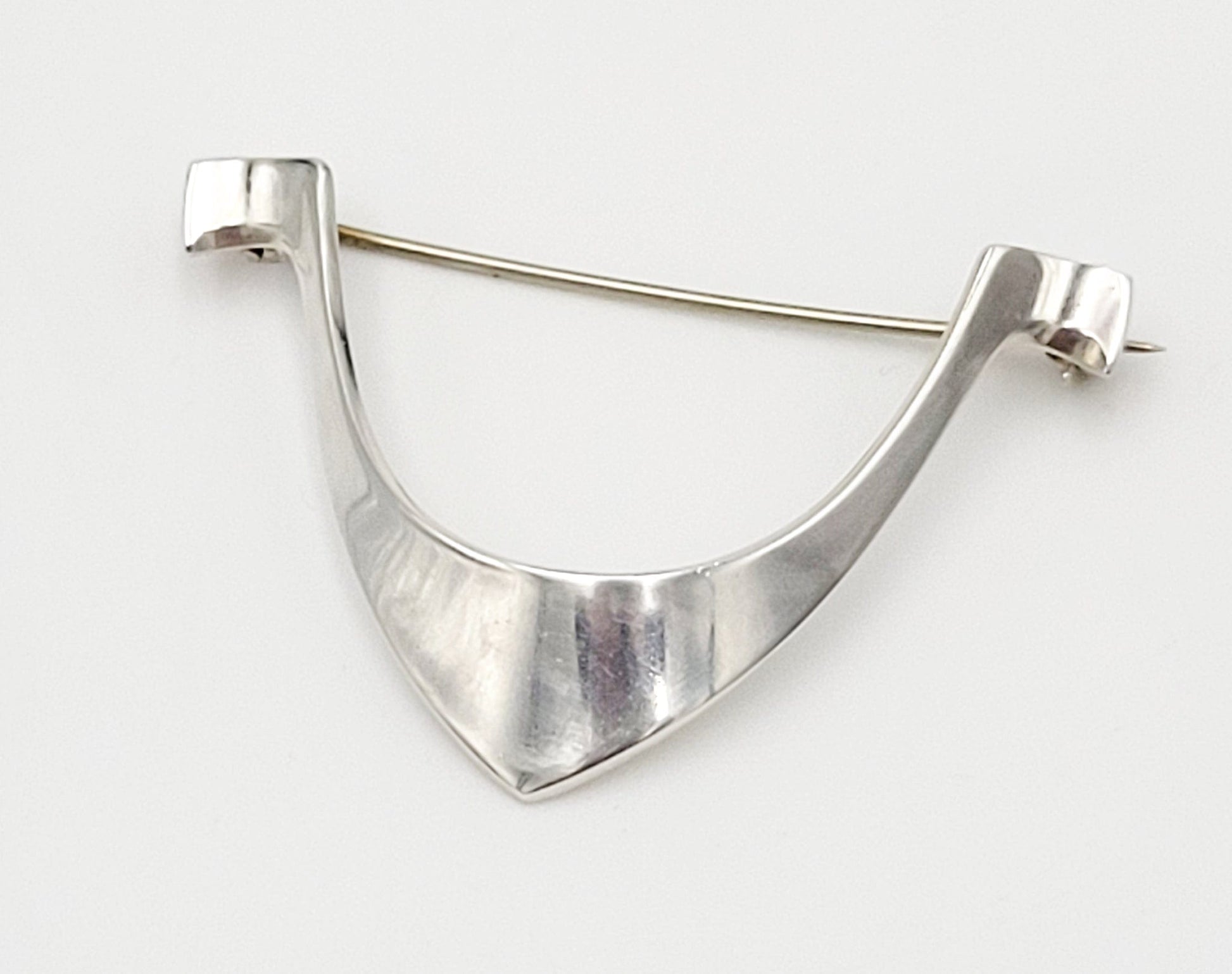 Norway Plus Designs Jewelry Tone Vigeland Norway+Designs Modernist Sterling Viking Ship Brooch 1960's