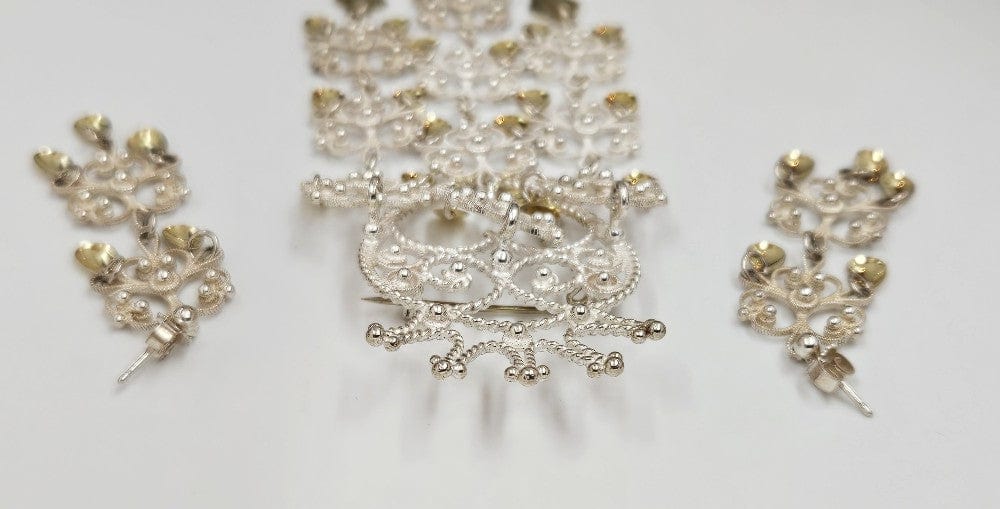 Norwegian Sterling Solje Set Jewelry Vintage Norwegian Sterling Silver Solje Brooch & Earrings Set #1