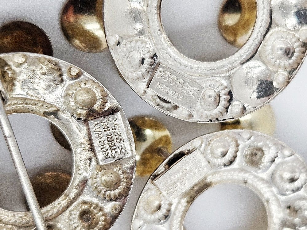 Norwegian Sterling Solje Set Jewelry Vintage Norwegian Sterling Silver Solje Brooch & Earrings Set #3