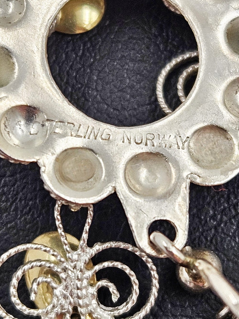 Norwegian Sterling Solje Set Jewelry Vintage Norwegian Sterling Silver Solje Brooch & Earrings Set #6
