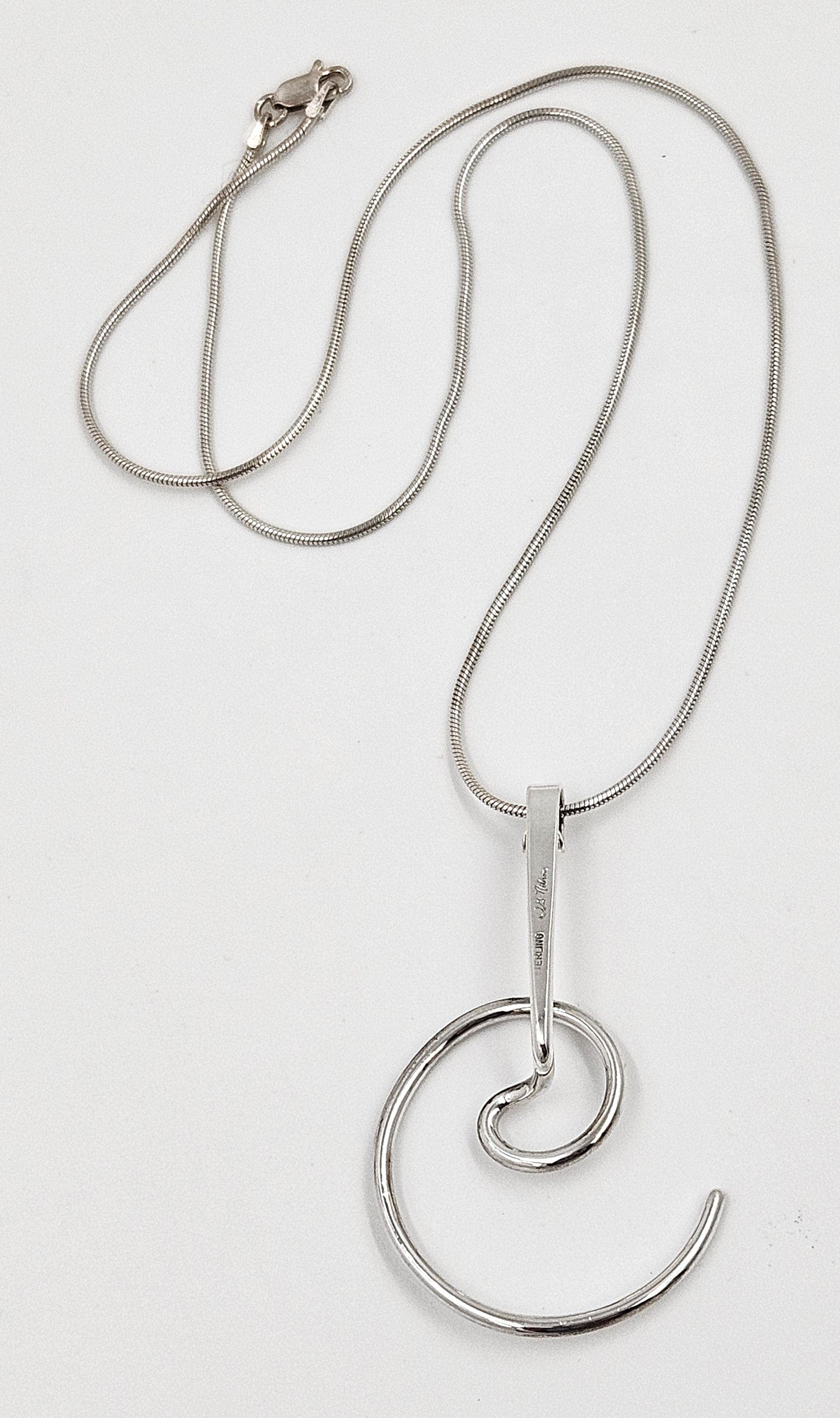 OG Nilsson Jewelry OOAK Designer Nilsson Sterling Abstract Modernist Pendant Necklace C. 1980s