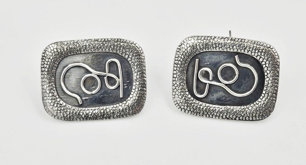 ORNO Jewelry Superb ORNO Poland Sterling Abstract Modernist Viking Cufflinks Circa 1950's