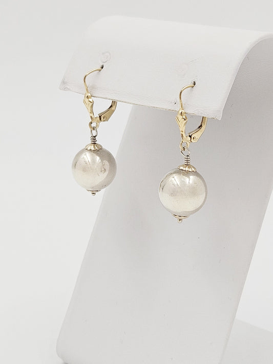P/PRC Jewelry Designer Signed Sterling & 14k Modernist Drop Dangle Earrings