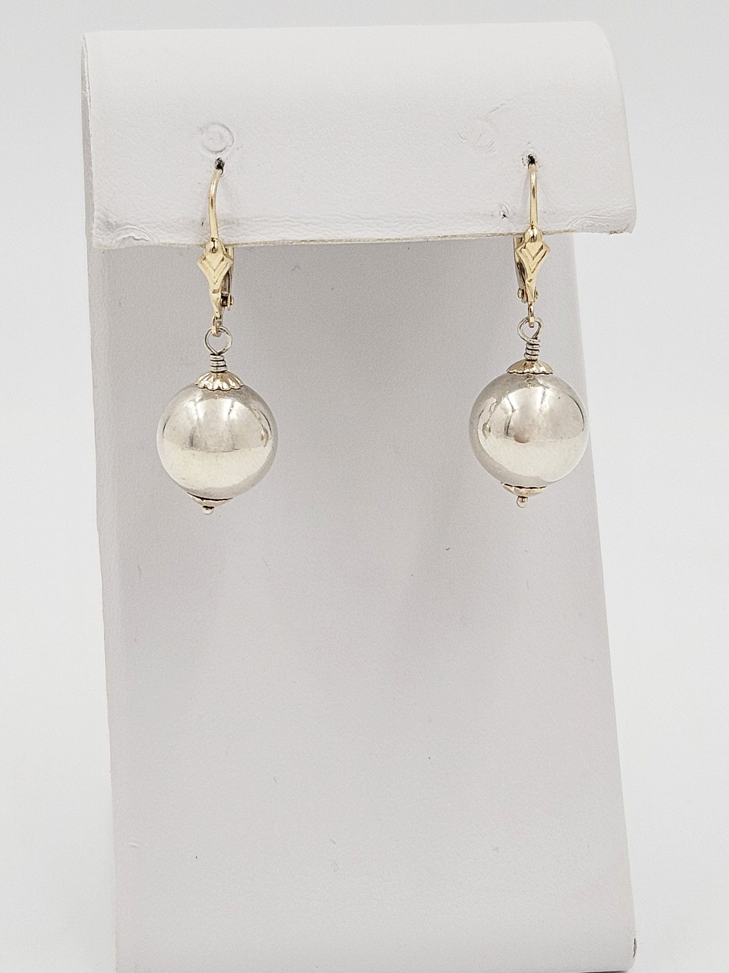 P/PRC Jewelry Designer Signed Sterling & 14k Modernist Drop Dangle Earrings