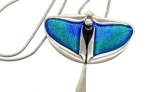 Pat Cheney Jewelry Scottish Pat Cheney MG Sterling & Enamel Art Deco Brooch/Pendant Necklace