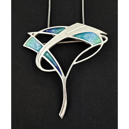 Pat Cheney Jewelry Scottish Pat Cheney MG Sterling &amp; Enamel Art Deco Brooch/Pendant Necklace