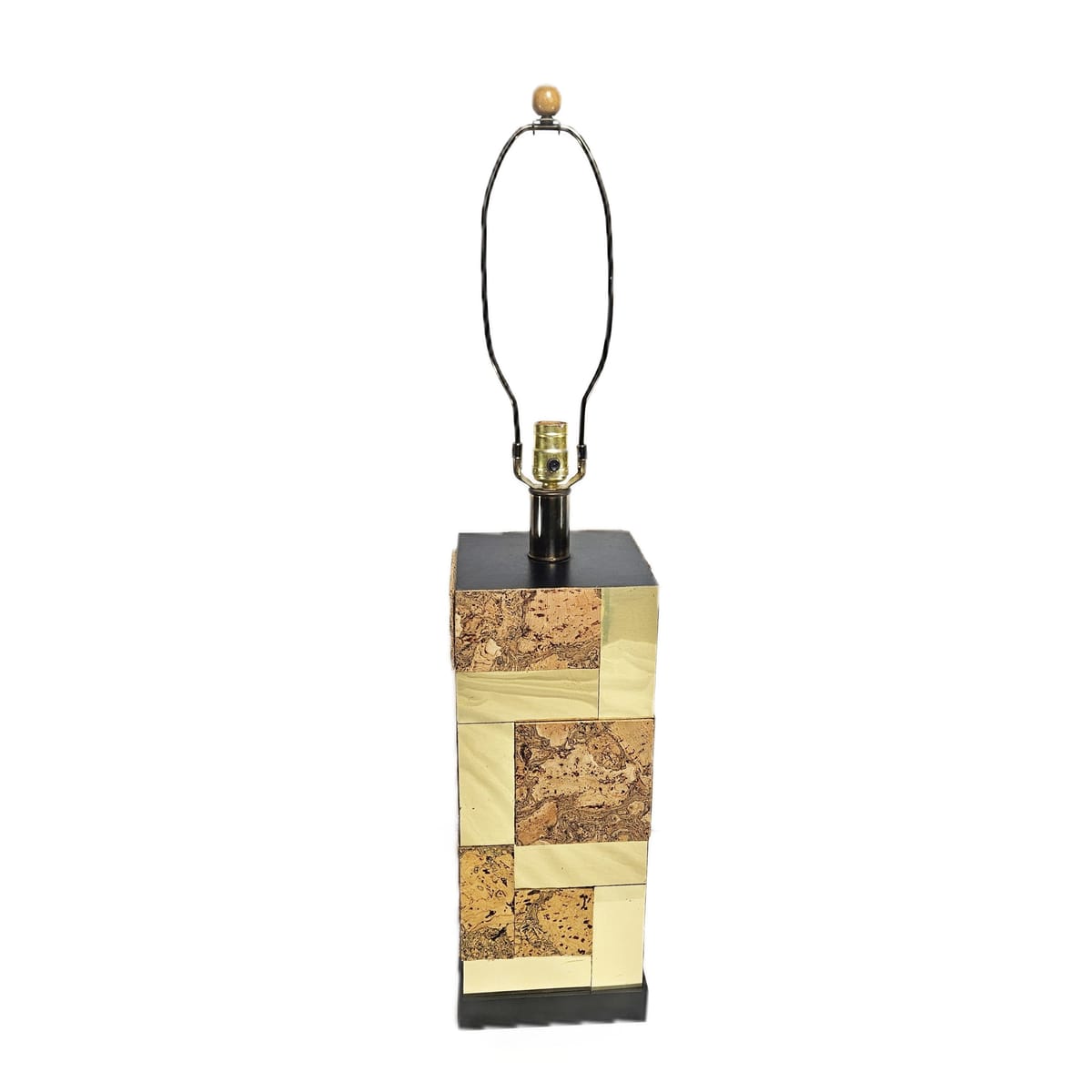 Paul Evans Lighting Designer Paul Evans Cityscape Brass &amp; Burled Cork Table Lamp Circa 1970&