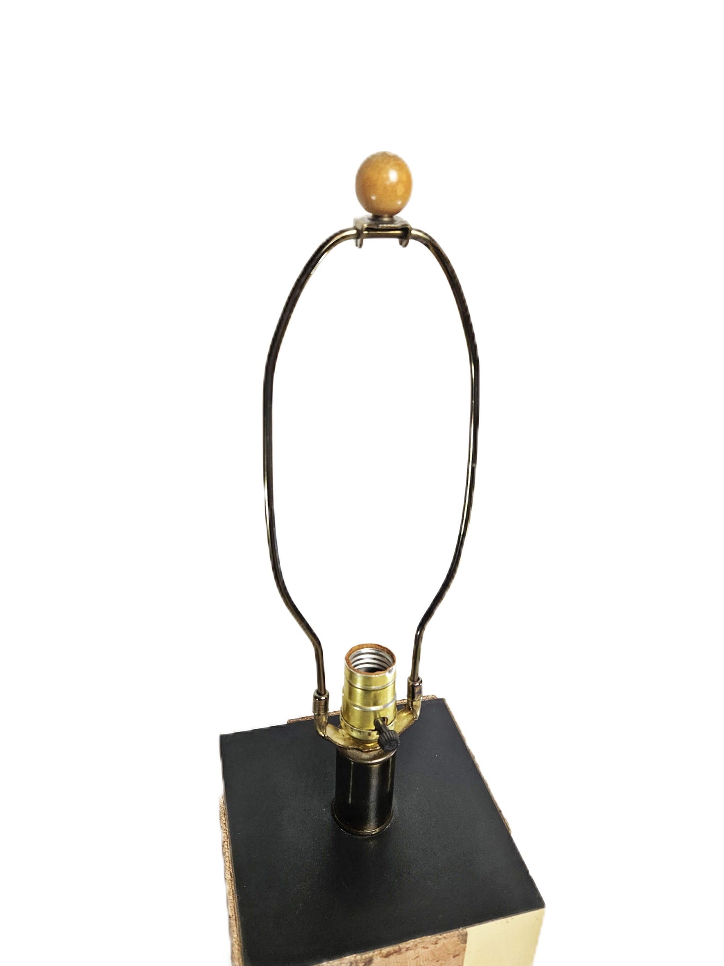 Paul Evans Lighting Designer Paul Evans Cityscape Brass & Burled Cork Table Lamp Circa 1970's