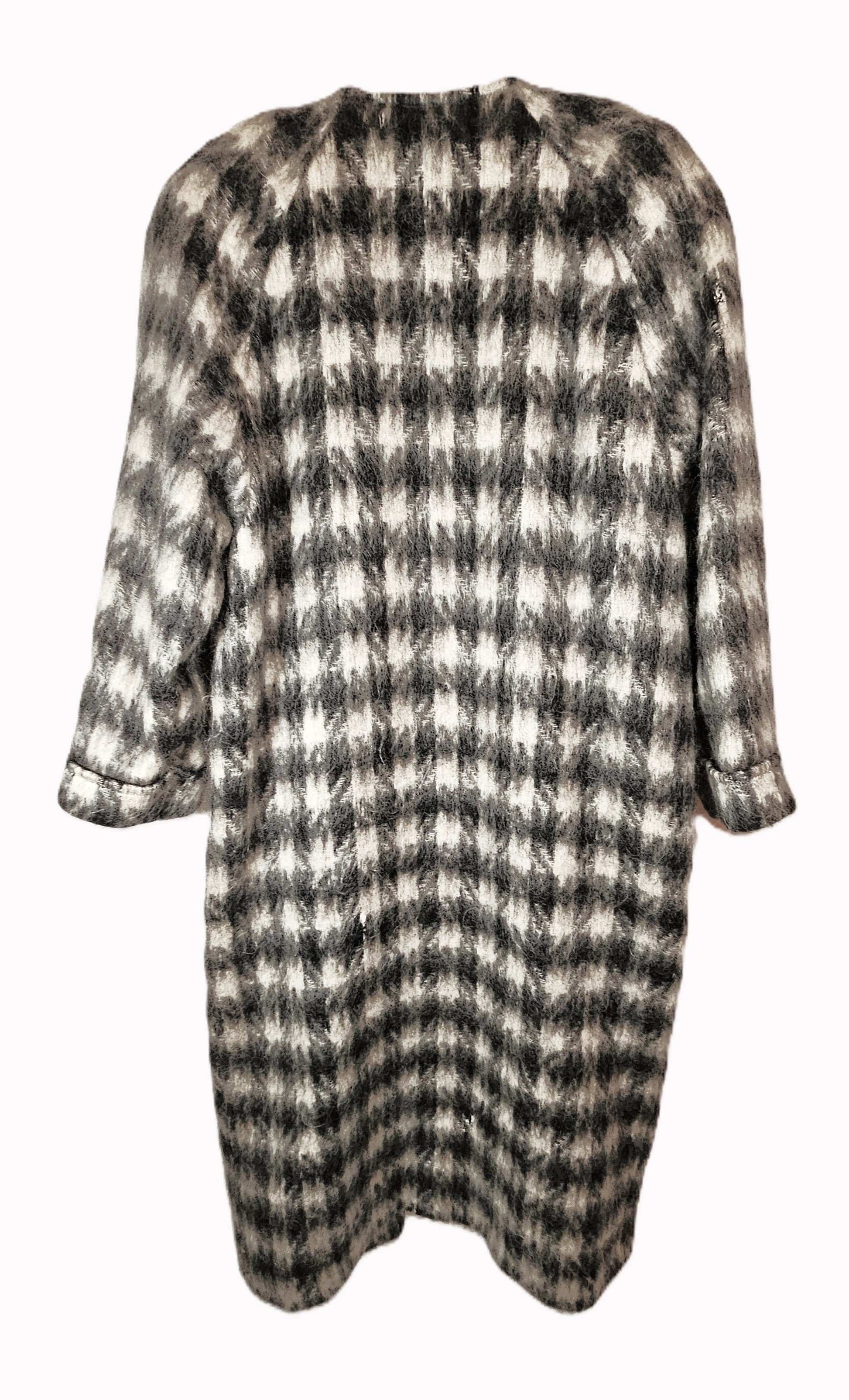 Paul Levy Coat Superb Paul Levy Designs Mohair B/W Houndstooth Patterned Overcoat 1980's