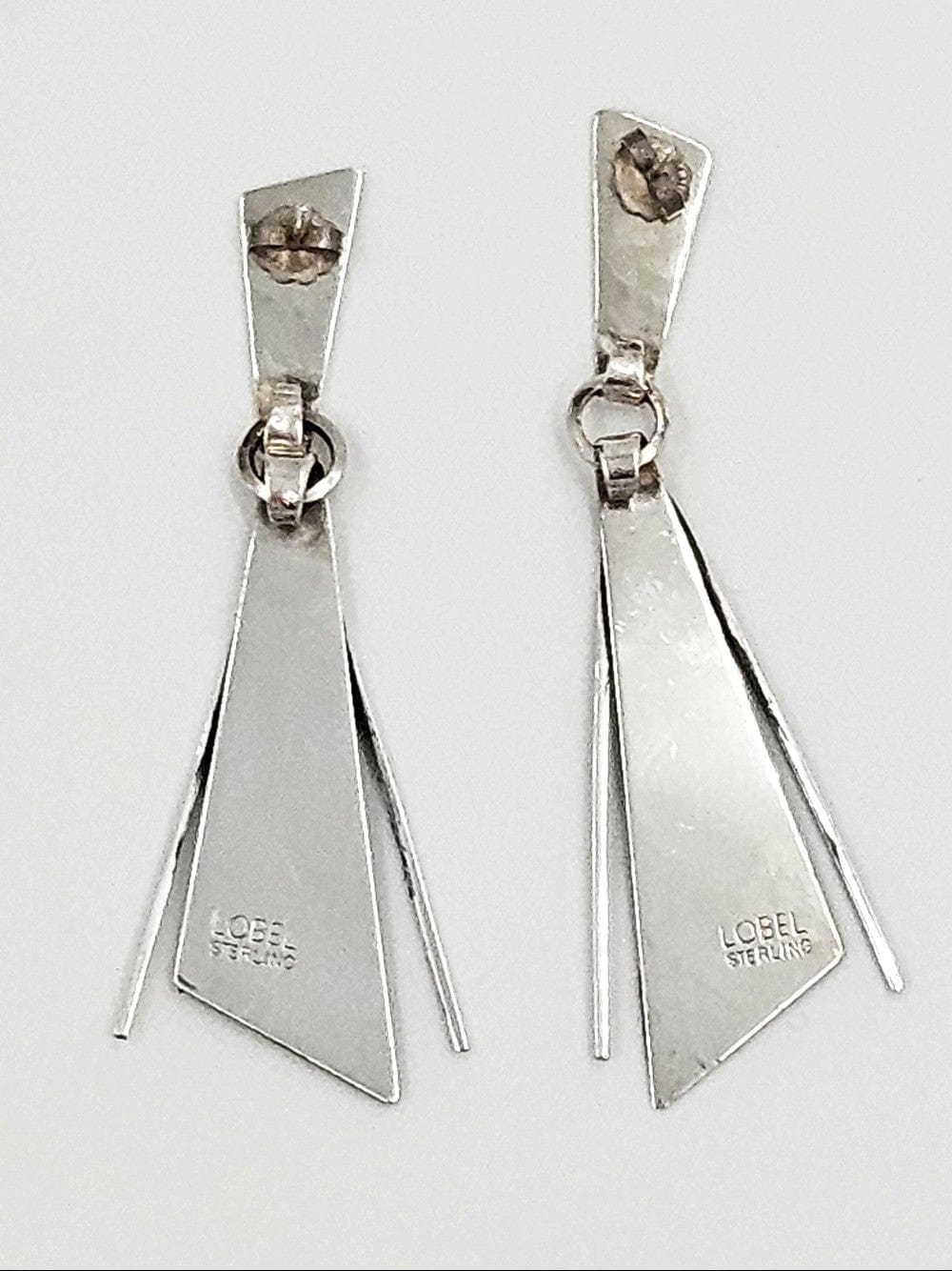 Paul Lobel Jewelry Rare NY Designer Paul Lobel Sterling Silver Modernist Earrings Circa 1950s