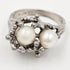PC Jewelry Vintage Designer PC Sterling Silver & Pearl Brutalist Cocktail Ring
