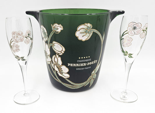 Perrier Jouet France Barware Superb Perrier Jouet France Glass Hand-Painted Champagne Chiller Flutes 60's